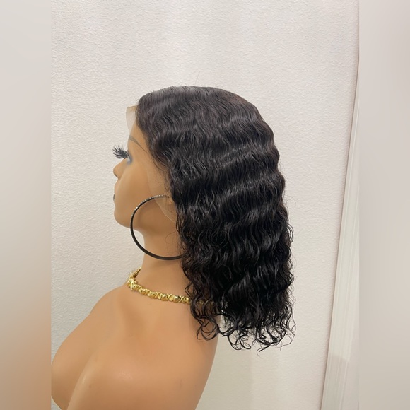 Bob Cut 10” Deep Wave Virgin Human Hair 13x4 Full Frontal Lace Wig - Picture 4 of 10